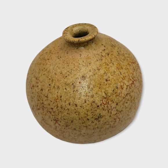 Vintage Round Ceramic Stoneware Bud Vase Weed Pot Studio Pottery Signed Small - Picture 7 of 9